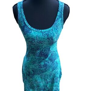 Blue Patterned Sleeveless Dress